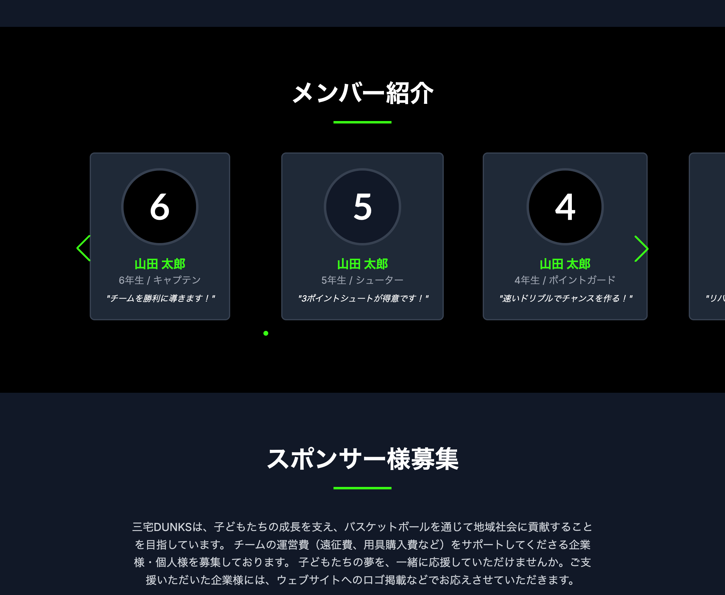 メンバー紹介カルーセル